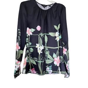 Ted Baker Keekee Secret Trellis Print Blouse, Black size 0/S